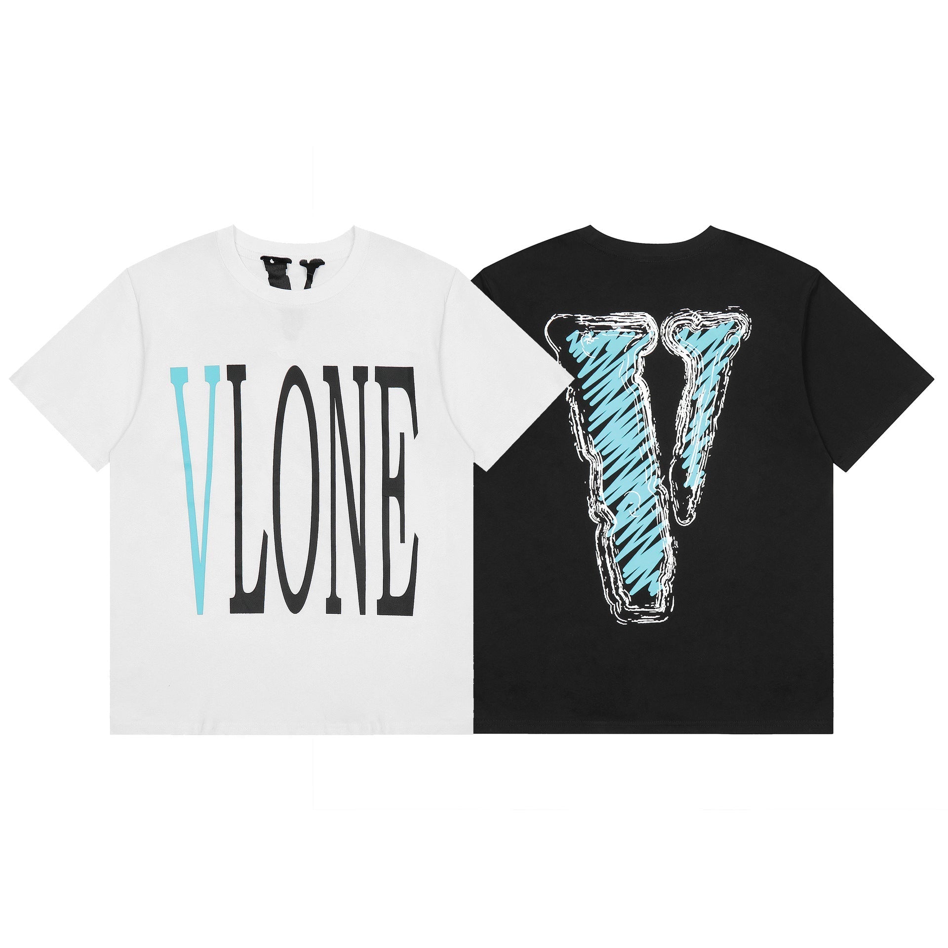 Vlone T Shirt Spring and Summer Big V Letter Crew Neck