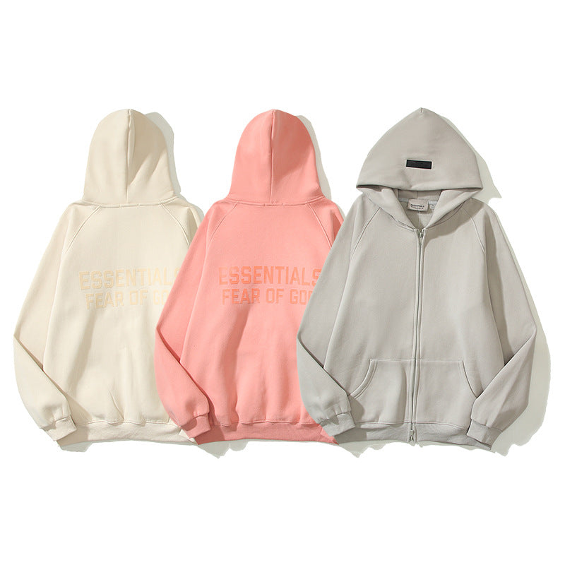 Cardigan Baseball Jacket Letter Flocking Zipper Cardigan Hoodie Fleece Padded Coat