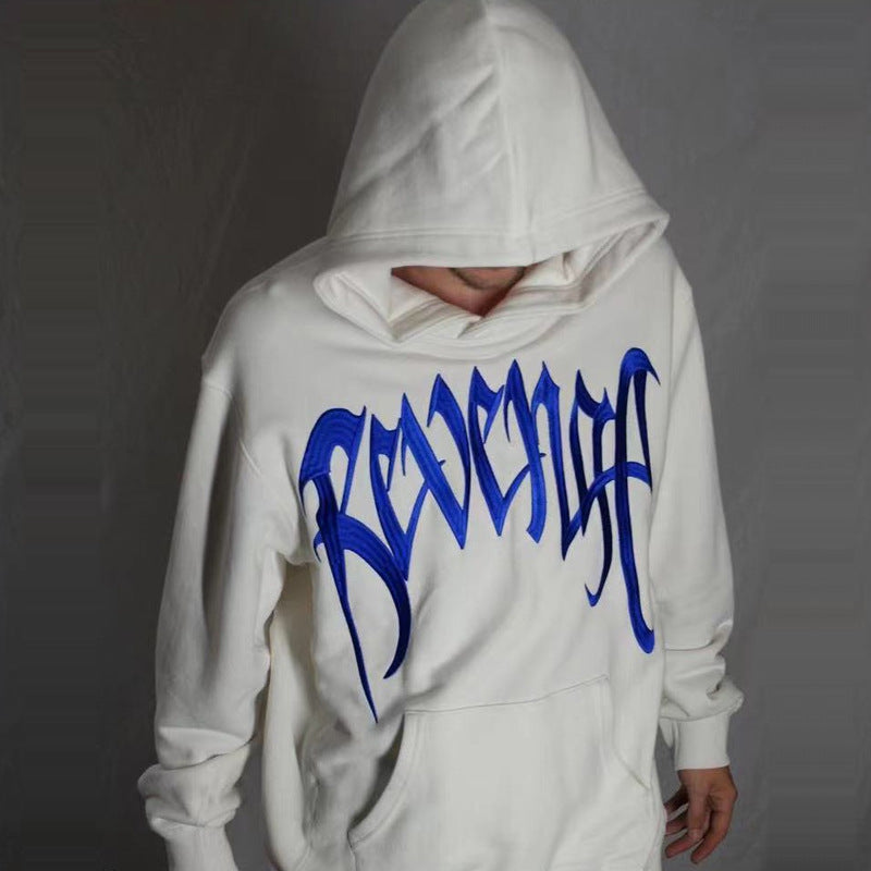 Revenge Hoodie Black Gold Embroidered Loose-Fitting Hoodie Sweater Couple