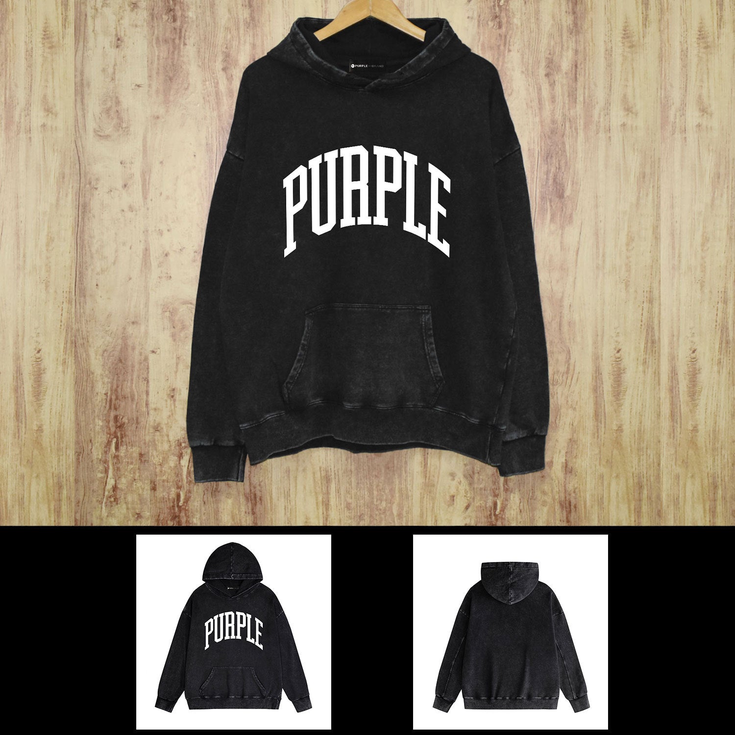 Purple Brand Distressed Hoodie Fashion Old Loose Hooded Sweater
