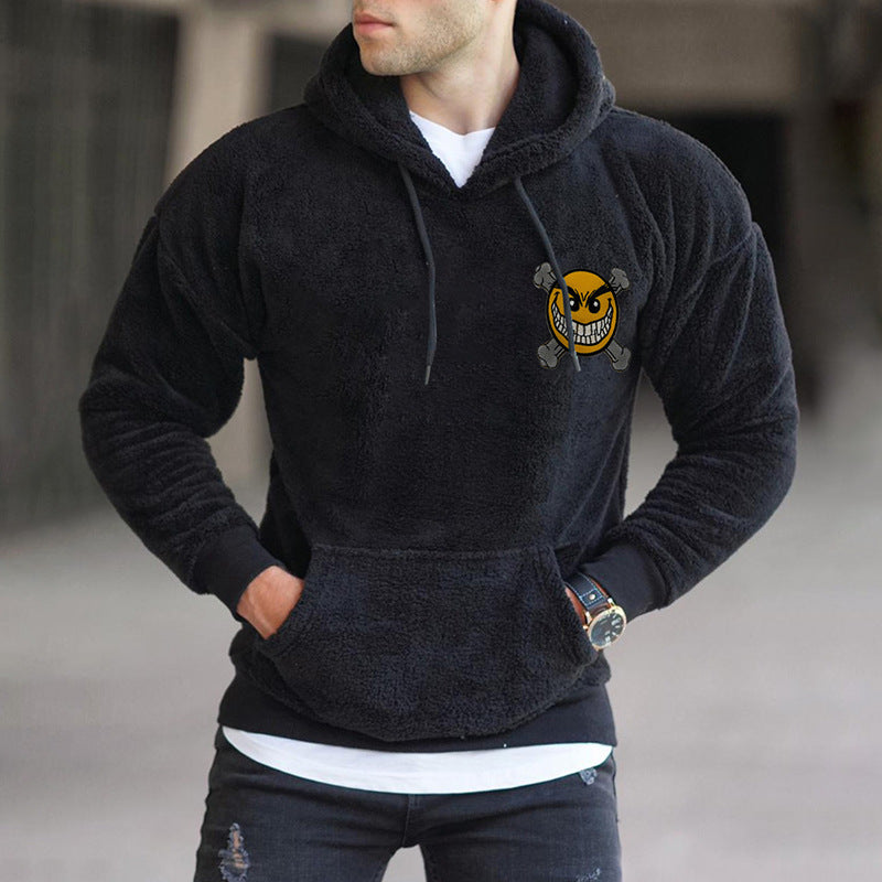Mens Sweaters Man Fall Outfits Hoodie Solid Color Printing Pullover Loose Casual