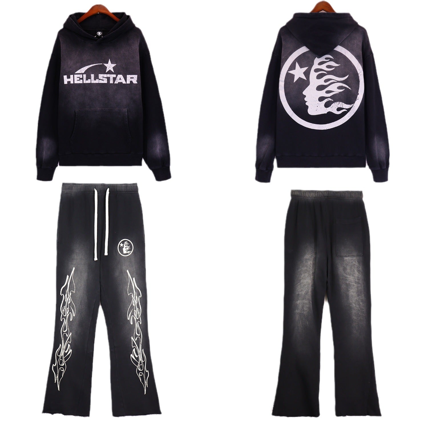 Hellstar Outfit: Hoodie/Sweatpants (Separate Purchase Options) Vintage Distressed Suit Men and Women