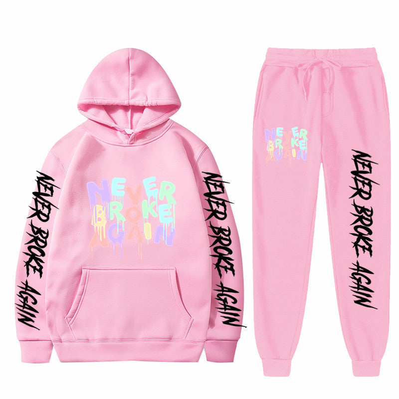Never Broke Again Hoodie Casual Hooded Sweatshirt Casual Sports Pants