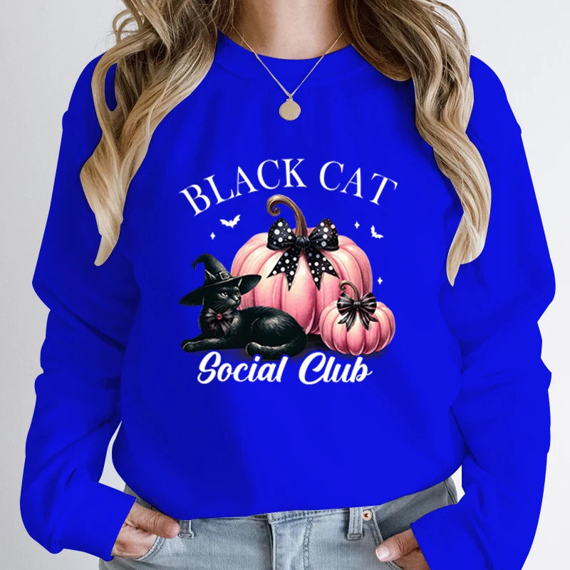Women Fashion Creative Halloween Pumpkin Black Hoodies