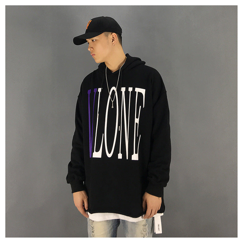 Vlone Hoodie Big V-Shaped Female Destroyed Burrs Oversize Loose Large Size Men And Women