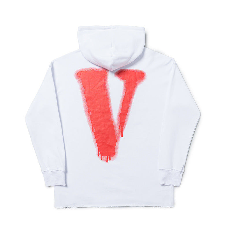Vlone Hoodie Men And Women Personality Big V Fuzzy Phantom Hooded Sweatshirt