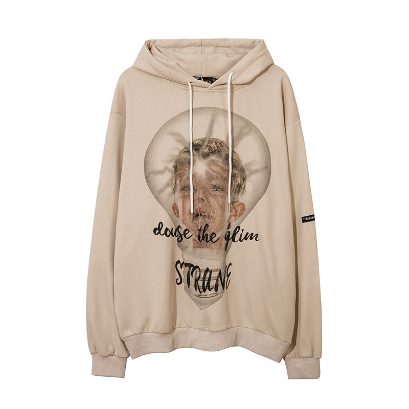 Man Fall Outfits Hip Hop Printed Hoodie Men's and Women's Pullover Black White Autumn and Winter