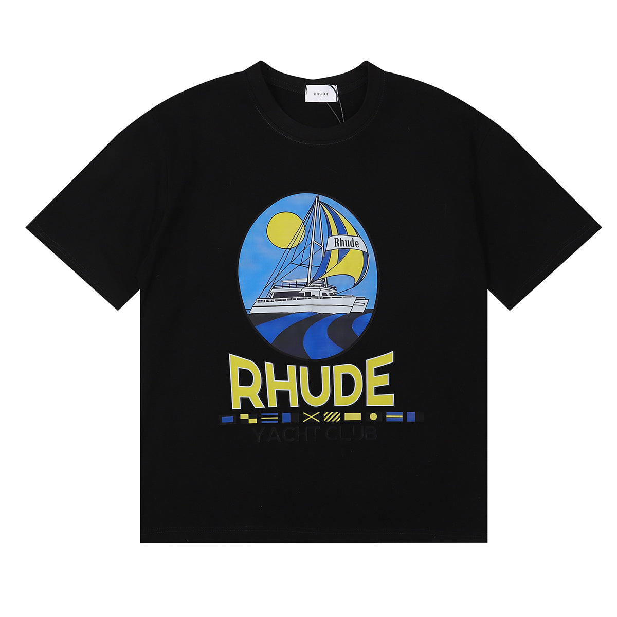 Rhude T Shirt Sailing Letter Coconut Logo Short Sleeve T-Shirt