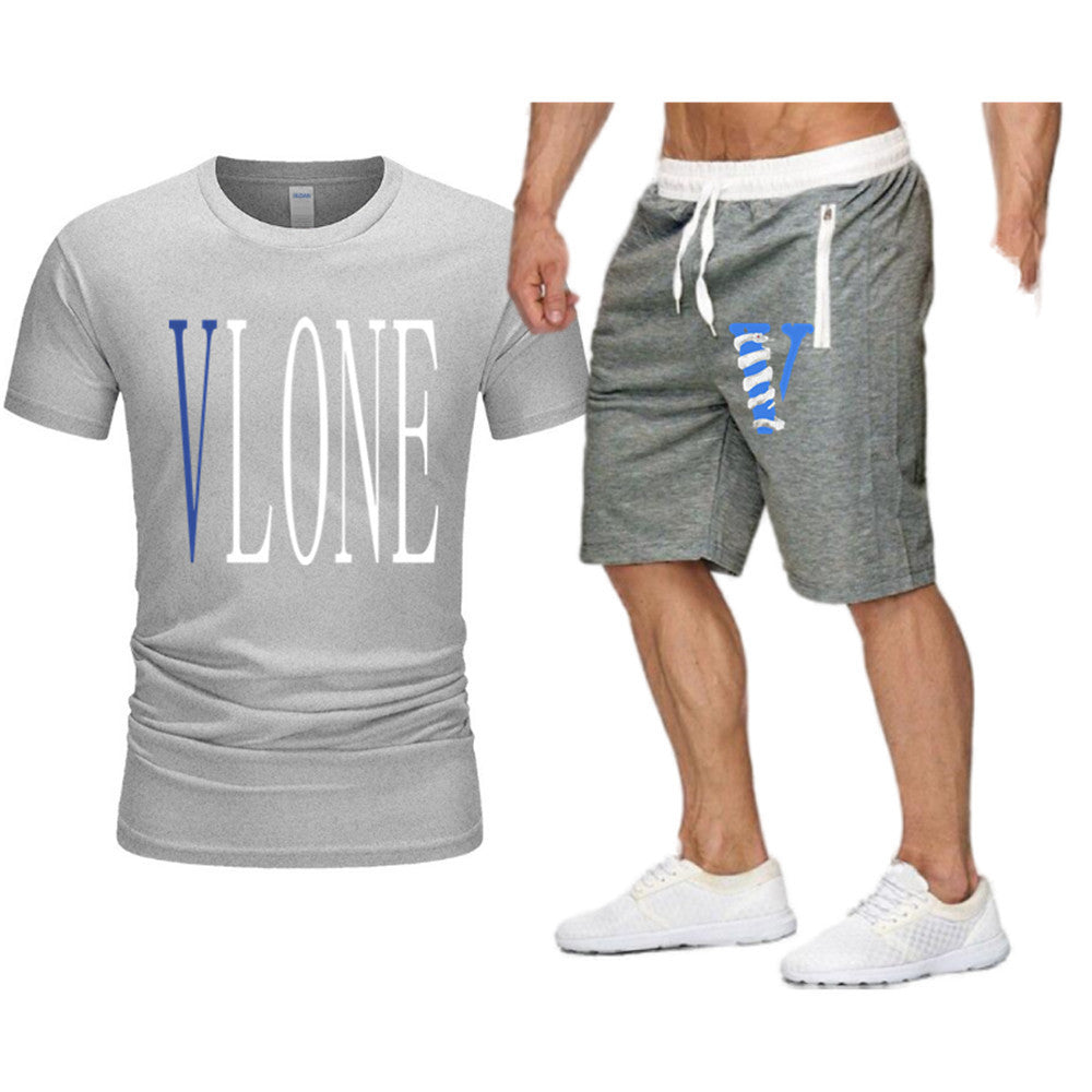 Vlone T Shirts & Shorts 2 Piece Set Letter Printing Summer Menswear Casual