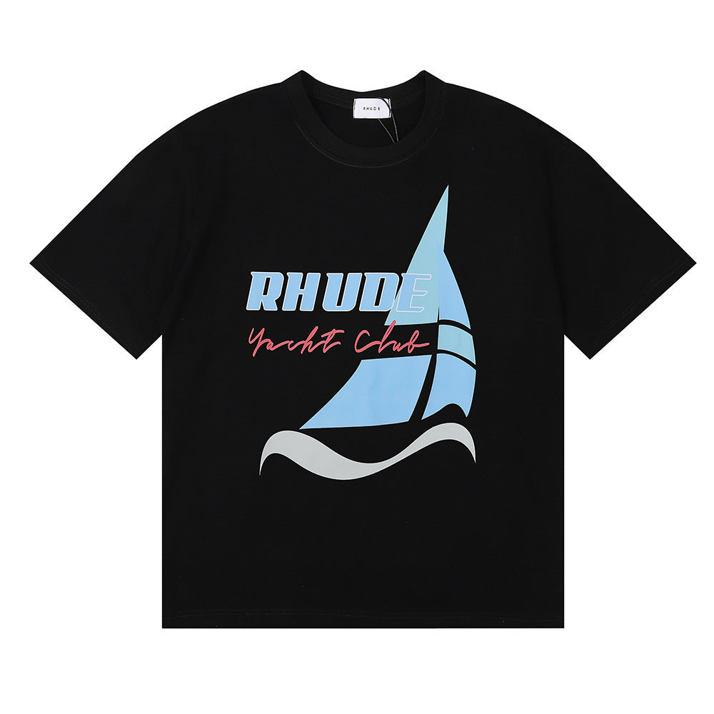 Rhude T Shirt Micro Label Yacht Club Print Short Sleeve T-Shirt