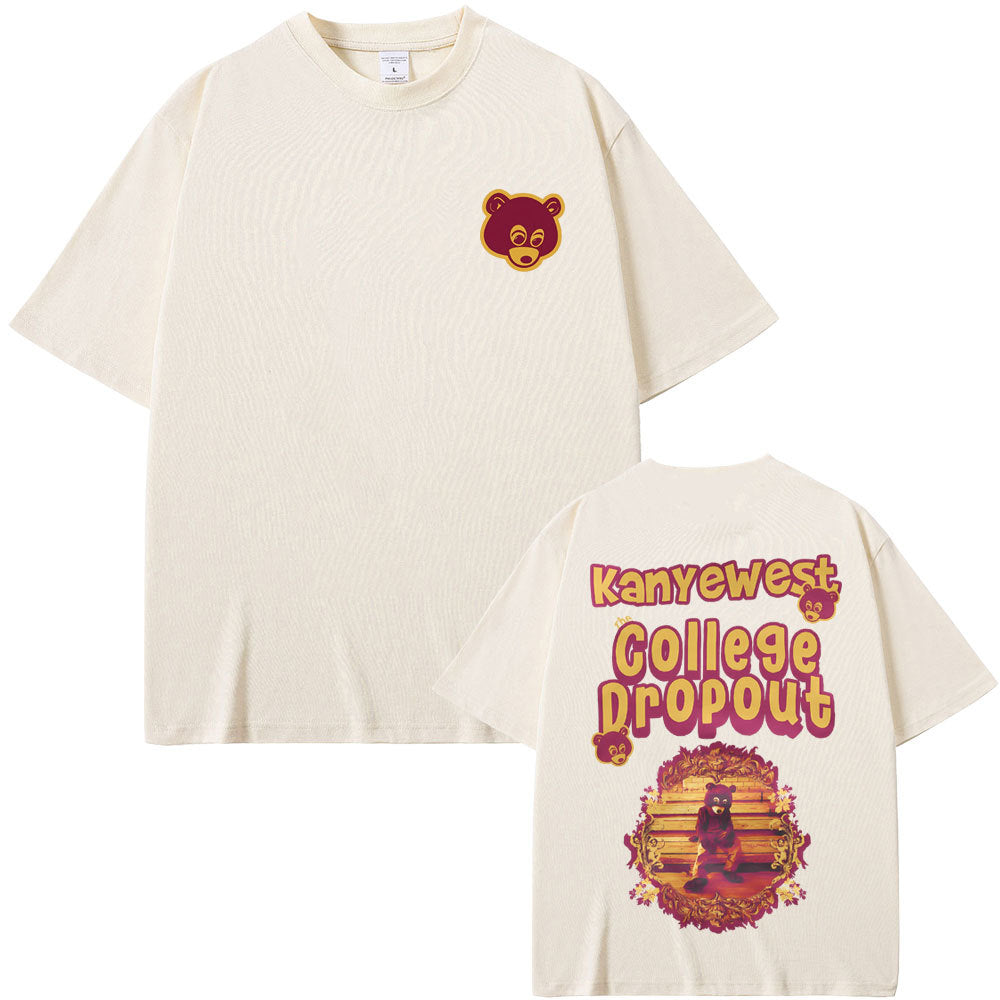 Rapper Kanye West Graduation Bear Double Sided Print T Shirt