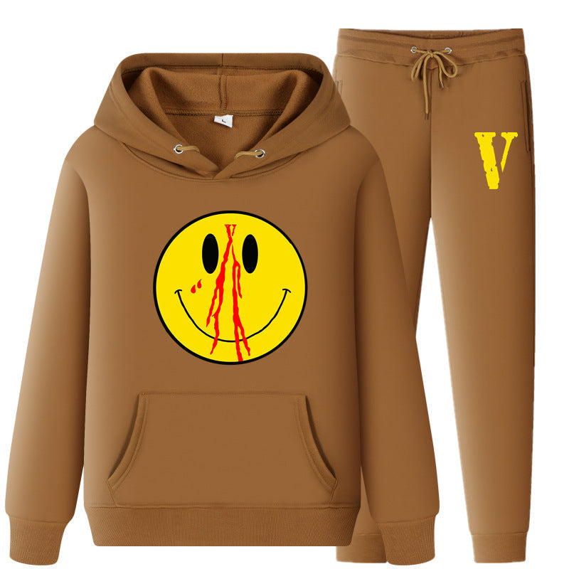 Vlone Hoodie & Pants 2 Piece Set Men'S Spring And Autumn Loose Pullover Sweatershirt
