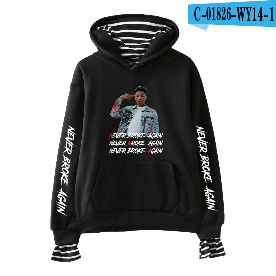 Never Broke Again Hoodie All-Match False Two-Piece Sweaters