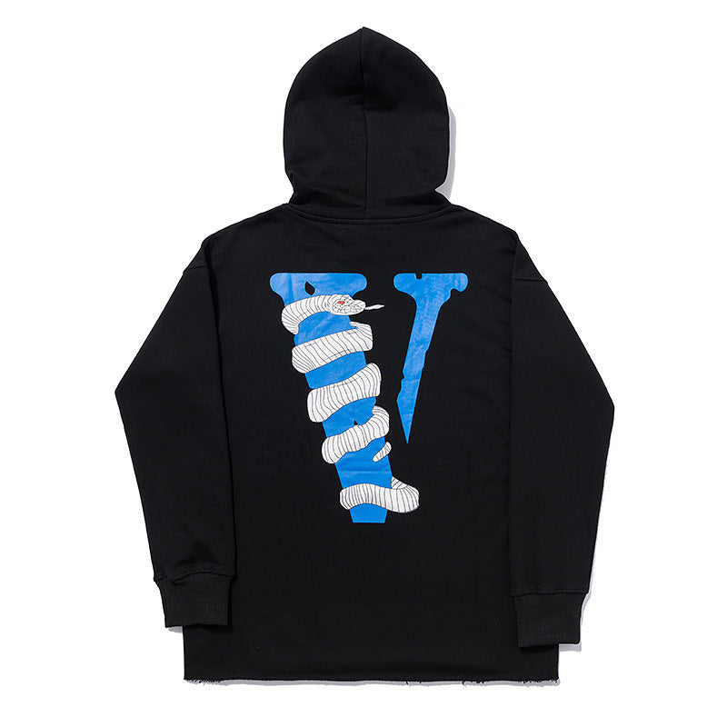 Vlone Snake Hoodie Fall Winter Coat Men'S And Women'S Loose Hooded Sweater