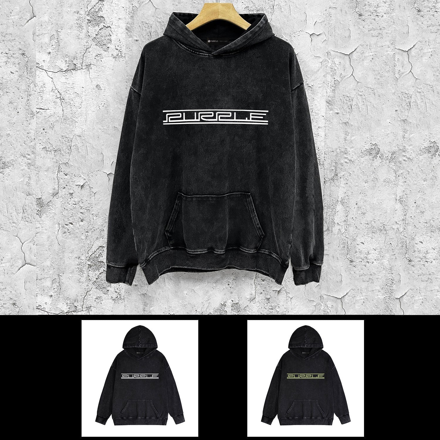 Purple Brand Distressed Hoodie Fashion Old Loose Hooded Sweater