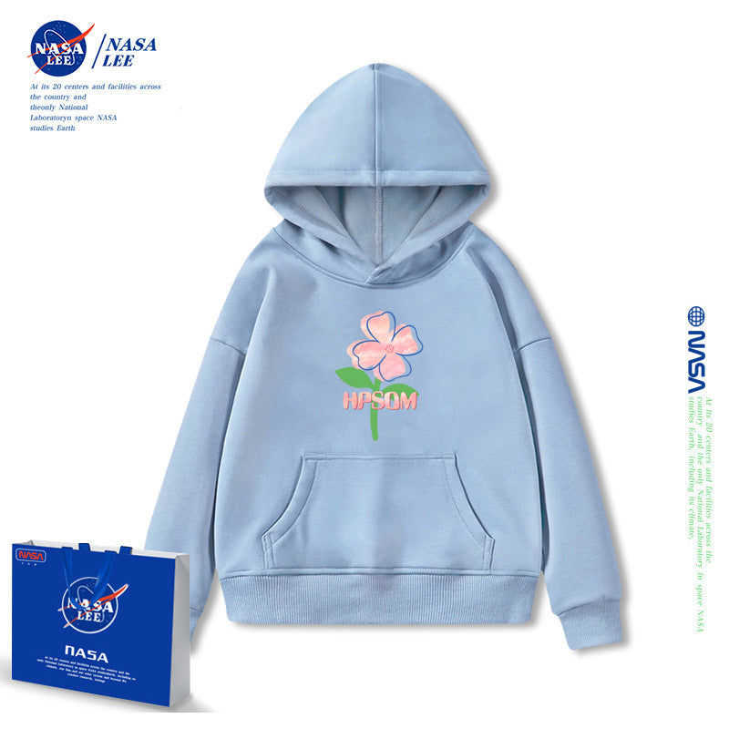 NASA Children Hoodie NASA Women's Sweater Hooded Casual Loose Fleece-Lined