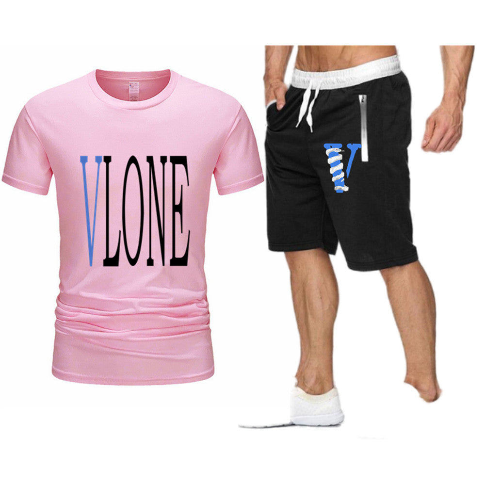 Vlone T Shirts & Shorts 2 Piece Set Letter Printing Summer Menswear Casual
