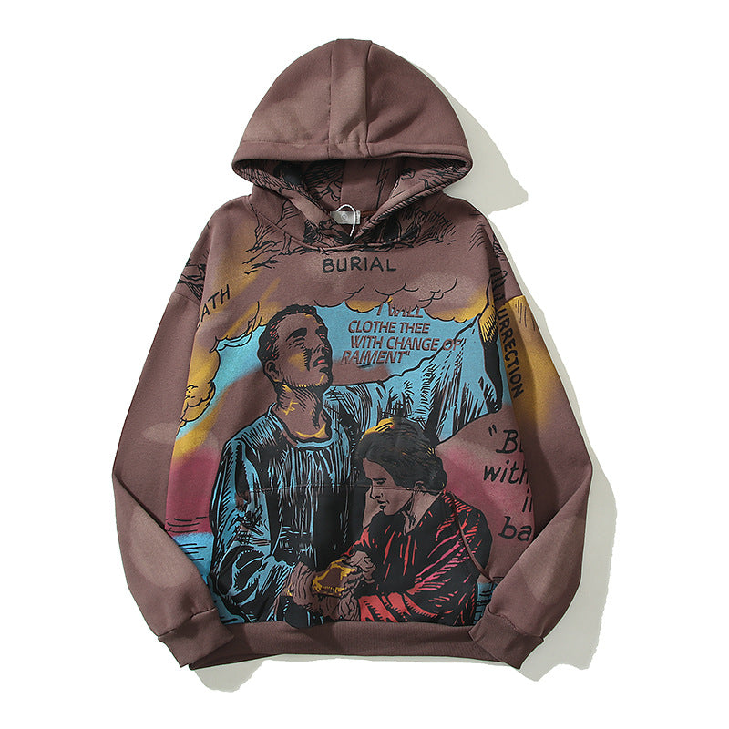 Kanye West Sunday Service Hoodie Vintage Distressed Graffiti Hoodie Loose Autumn And Winter