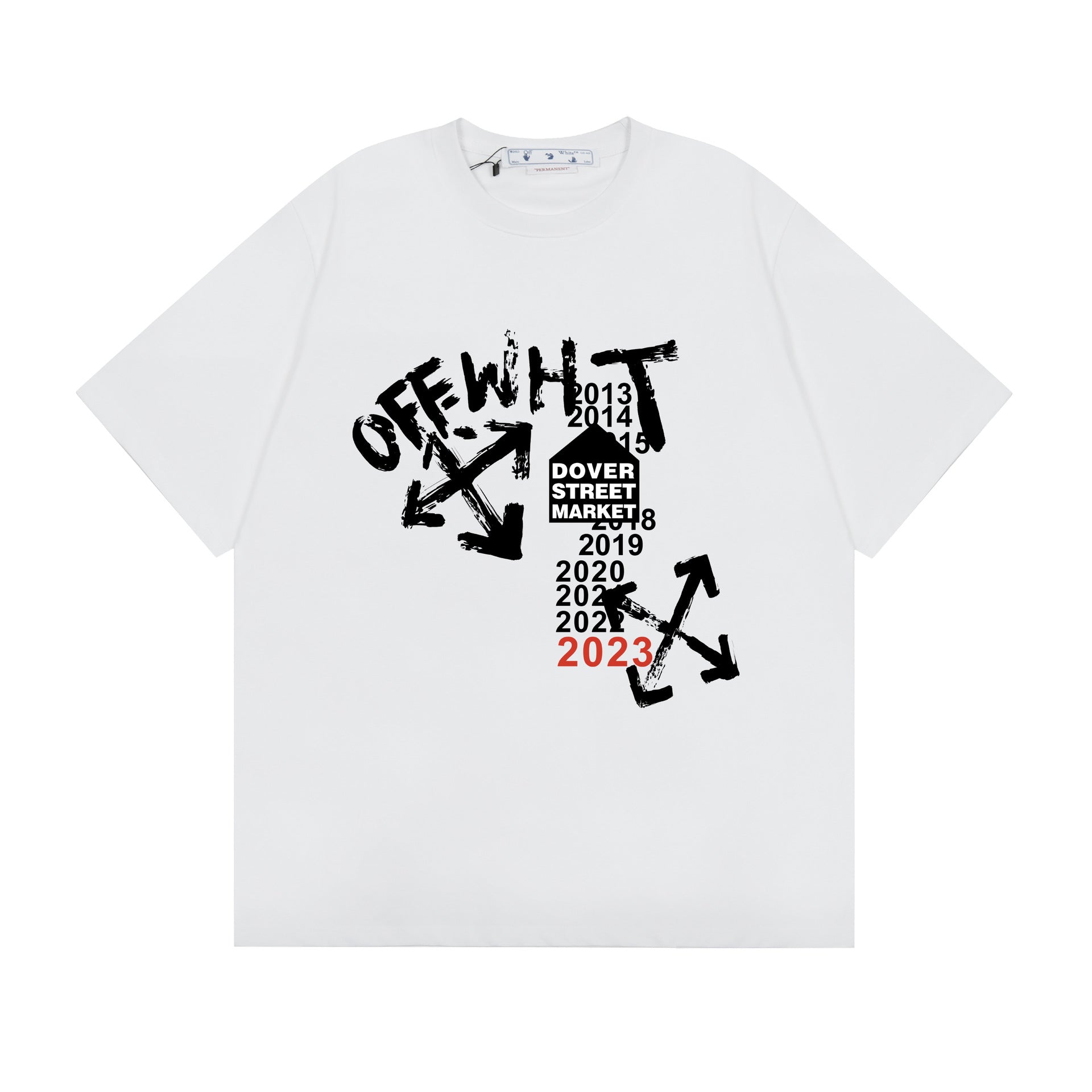 Off White T Shirts OW Square Letter Arrow Pattern Crew Neck Pullover Short Sleeves
