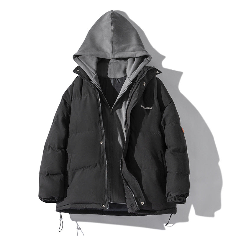 MEN'S Hoodie Thickened Fake Two Pieces Hooded Casual Loose