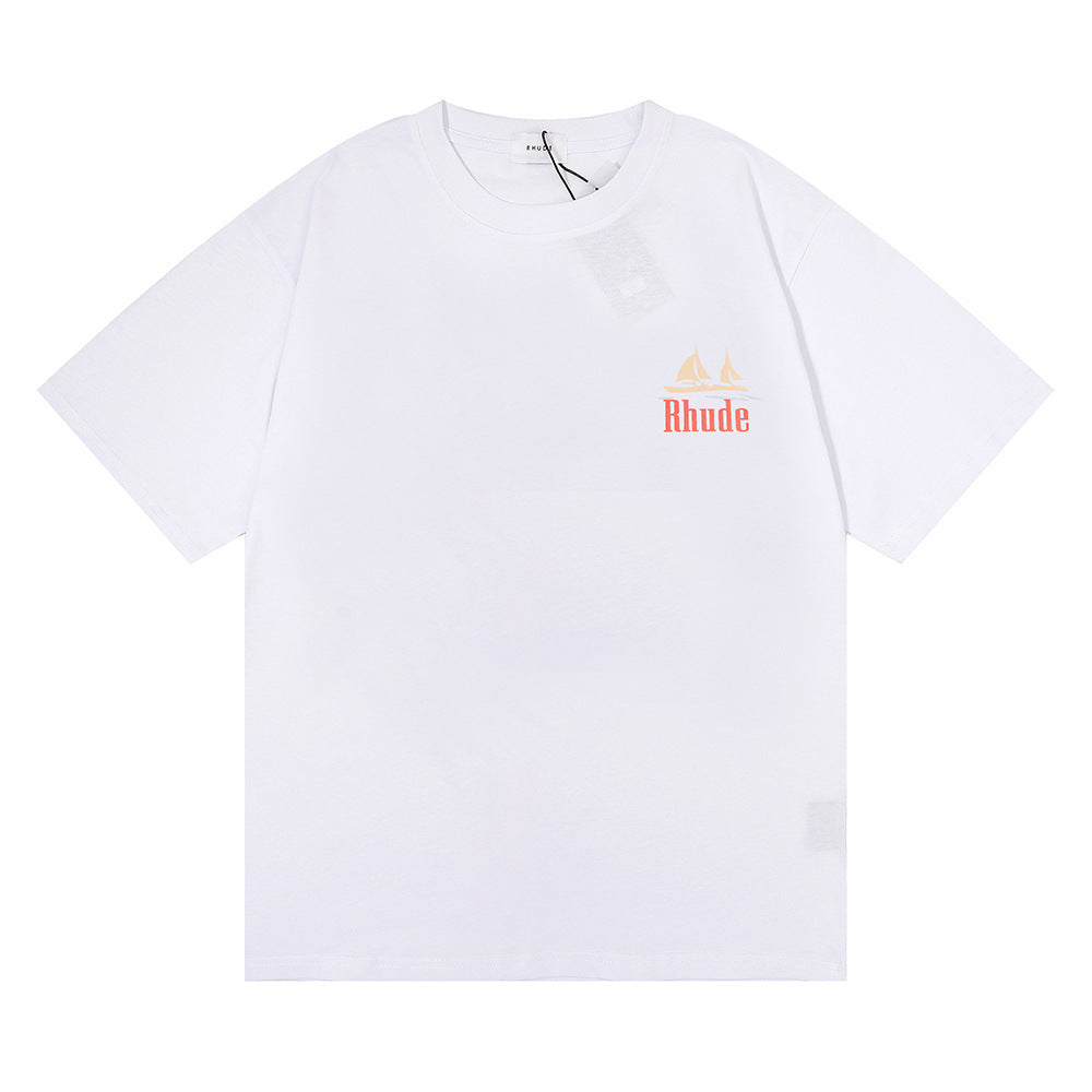 Rhude T Shirt Los Angeles RHUDE Sailing Letter Print Short Sleeve T-Shirt