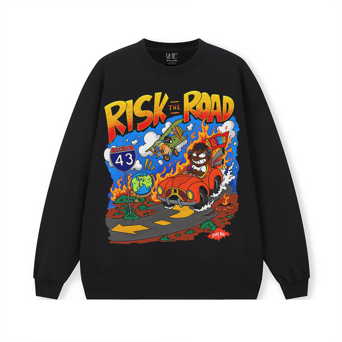 Vintage Hoodie American print crew neck hooded sweater