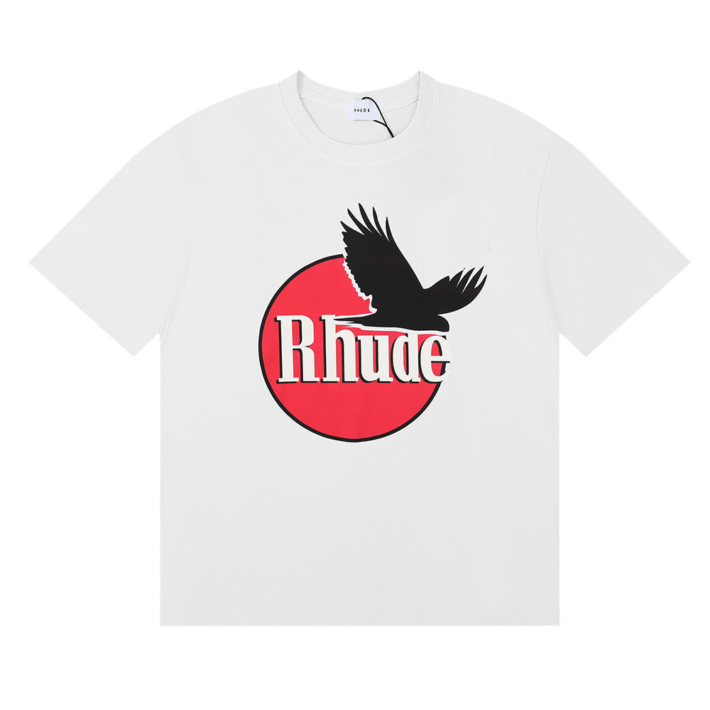 Rhude T Shirt Black Dove Letter Print Short Sleeve T-Shirt