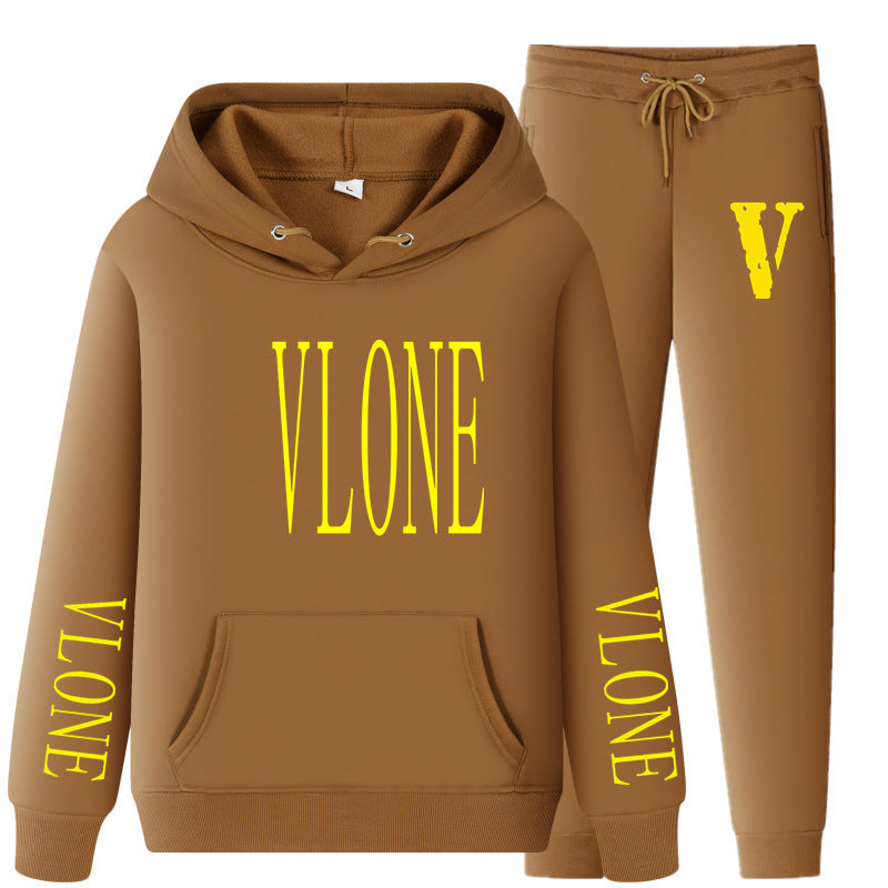 Vlone Hoodie & Pants 2 Piece Set Spring And Autumn Casual Sweater Loose Top
