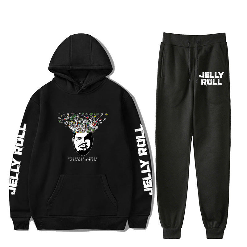 Jelly Roll Hoodie Jelly Roll Peripheral Printed Sweater Sports Two-Piece Suit