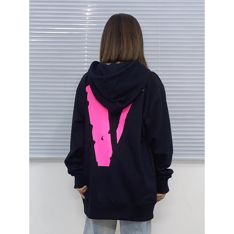 Vlone Hoodie Big V Autumn And Winter Men'S And Women'S Loose-Fitting Hoodie Sweater Street