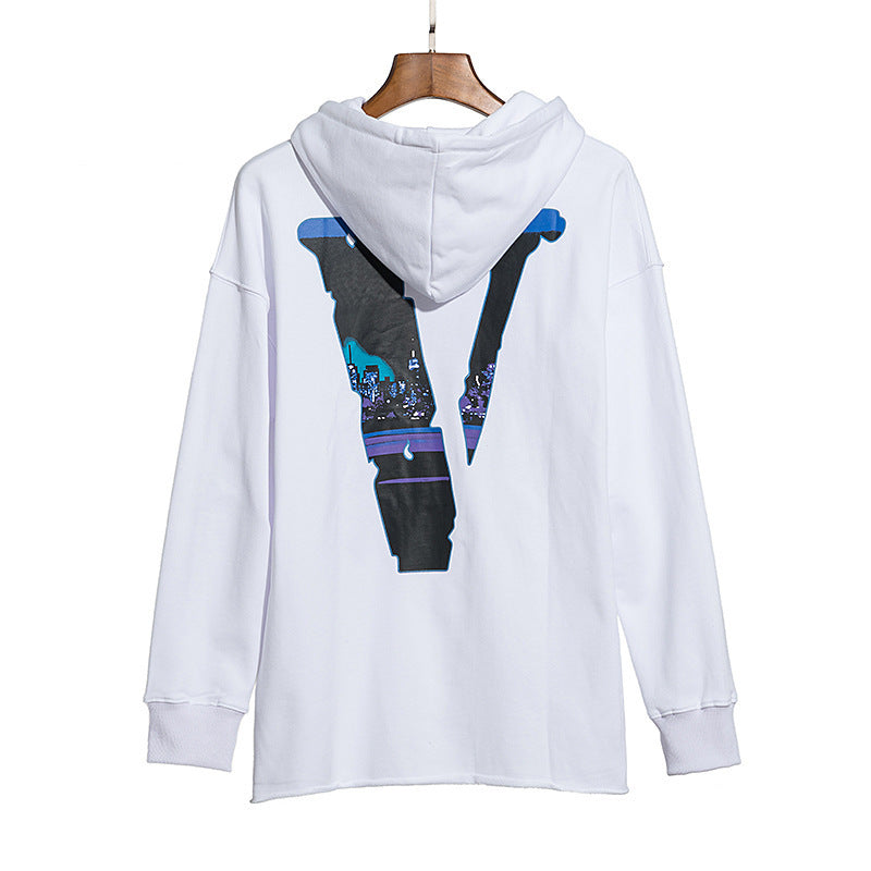 Vlone Hoodie Large V Print Loose Spot Casual Men And Women