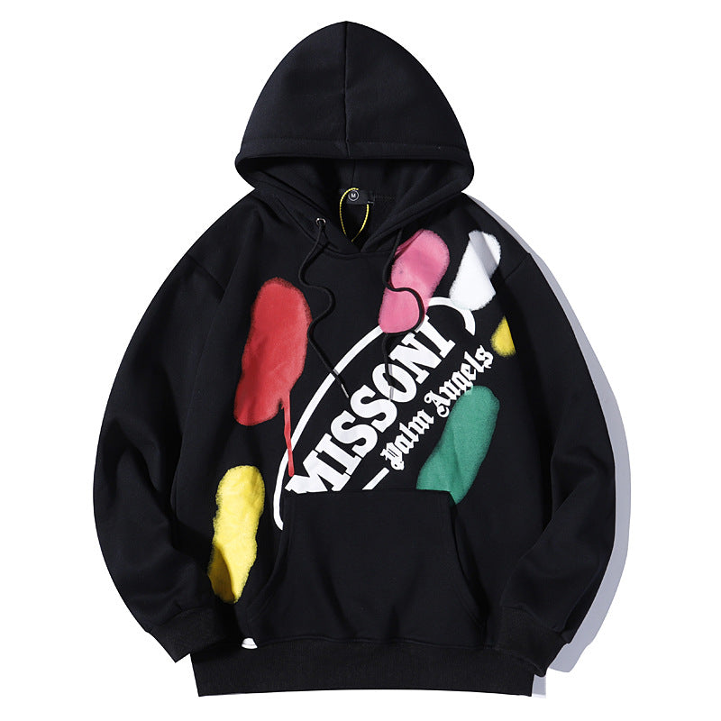 Kanye West Sunday Service Hoodie Plam Angel Paint Graffiti Splash Ink Hooded Sweater Couple