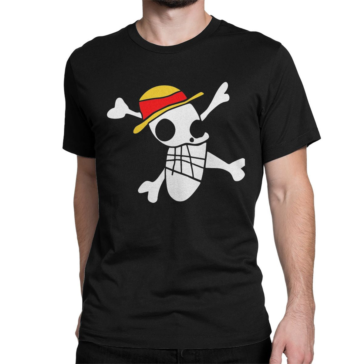 Men LUFFYS FLAG Ones Anime Pieces T Shirt  Cotton Clothing