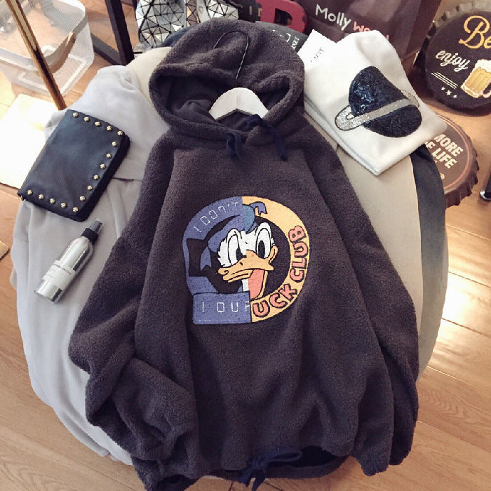 Anime Hoddies Cashmere Fleece-Lined Thickened Fall/Winter Hoodie Women's Coat