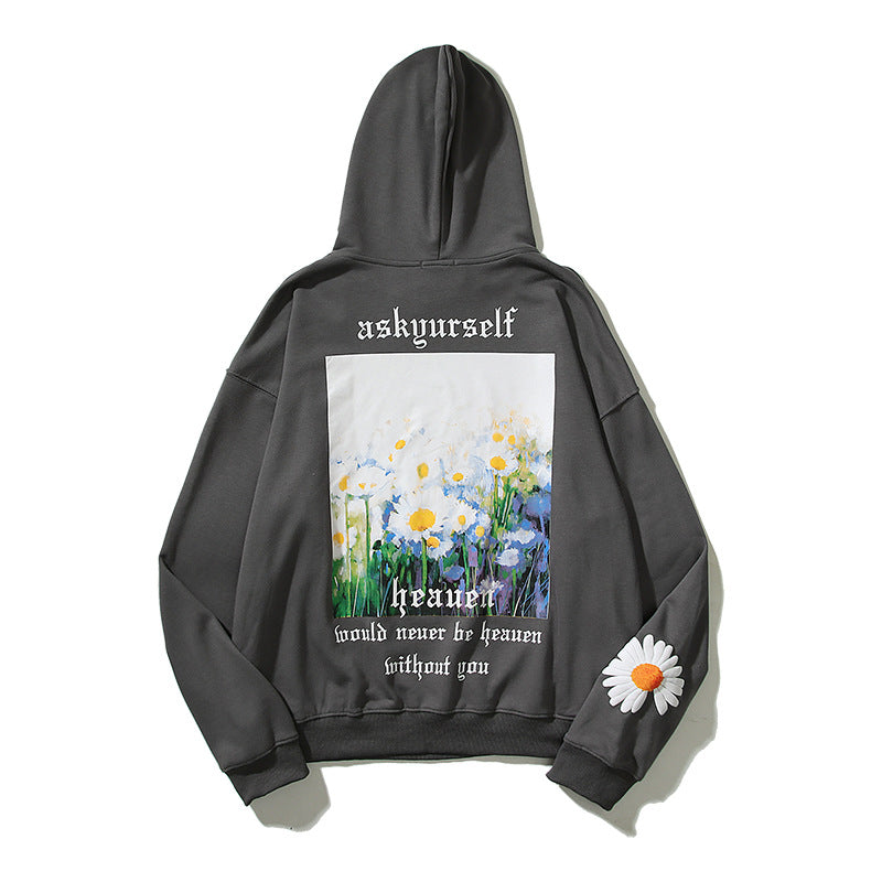 Kanye West Sunday Service Hoodie Autumn Winter Retro Distressed Little Daisy Hooded Sweater Terry