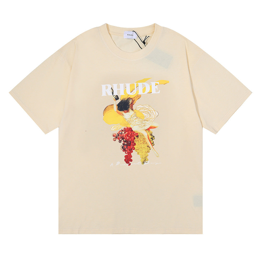 Rhude T Shirt Micro Label Alphabet Art Abstract Short Sleeve T-Shirt
