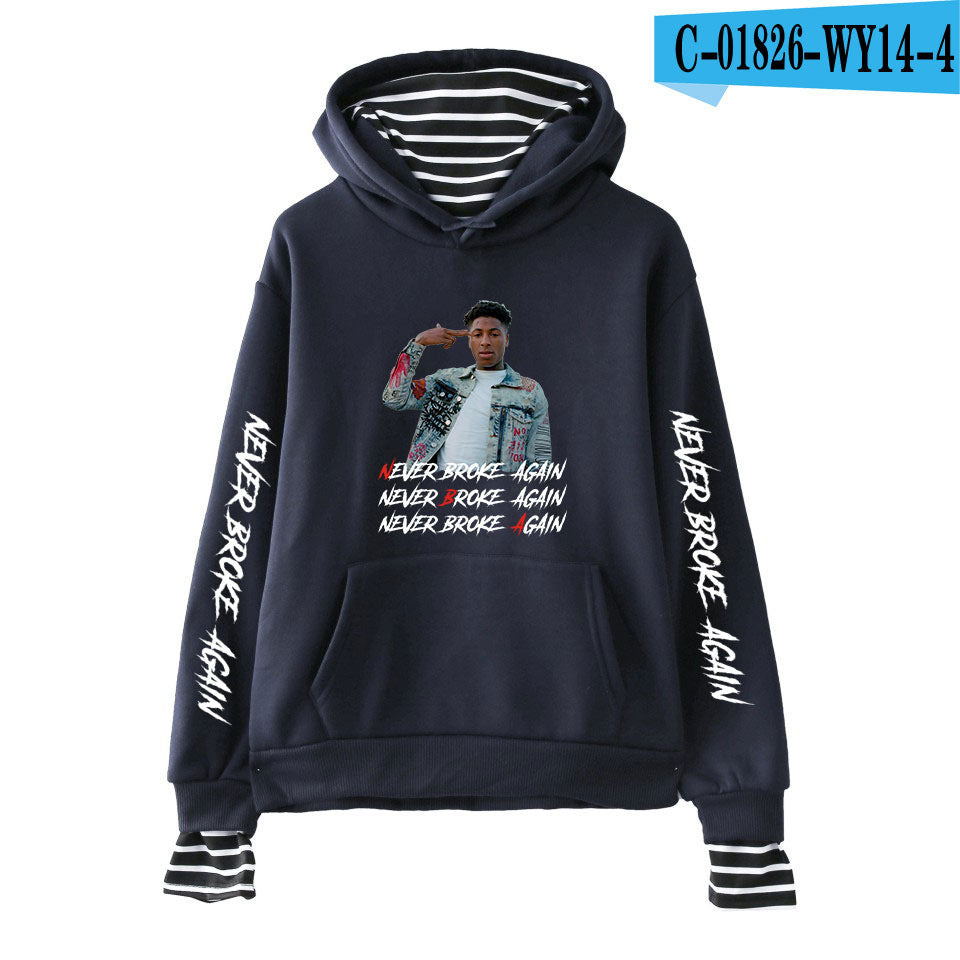 Never Broke Again Hoodie All-Match False Two-Piece Sweaters