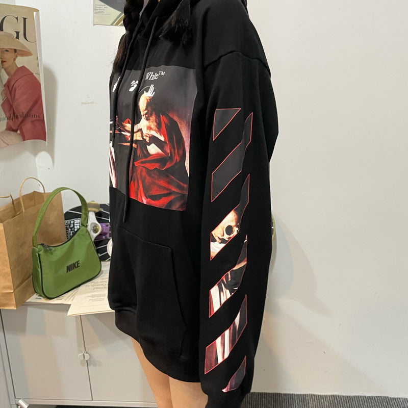 off White Hoodie Casual Loose-Fitting Hoodie Sweater Ow Couples Coat