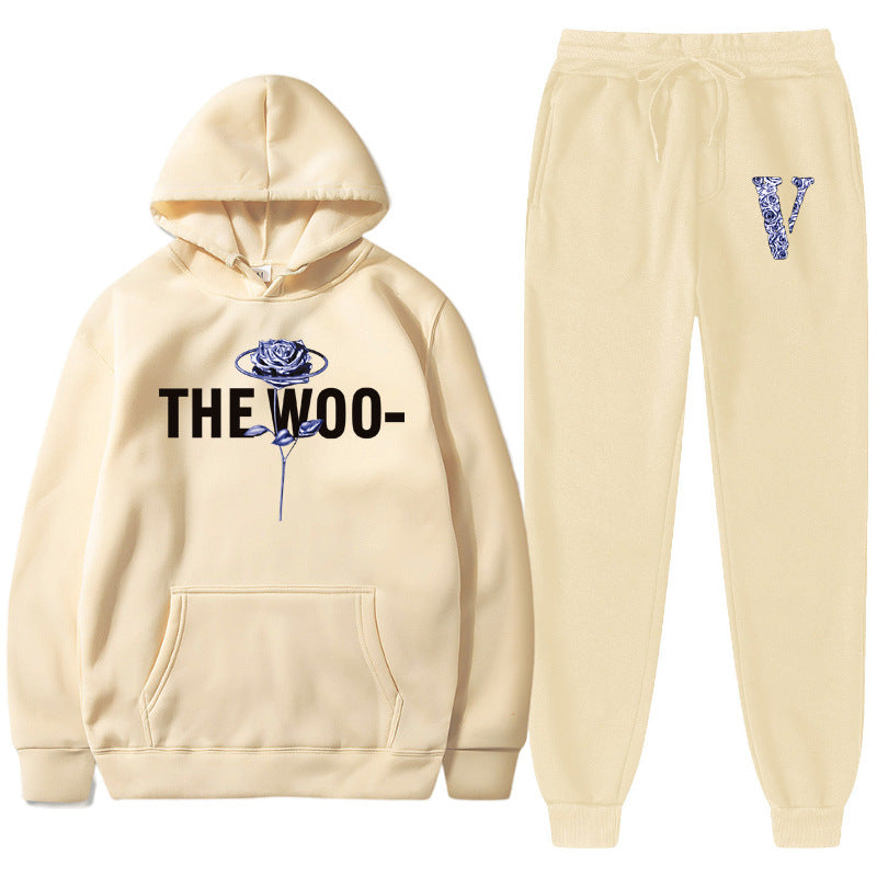 Vlone Hoodie & Pants 2 Piece Printed Men'S And Women'S Loose Hooded Sweater