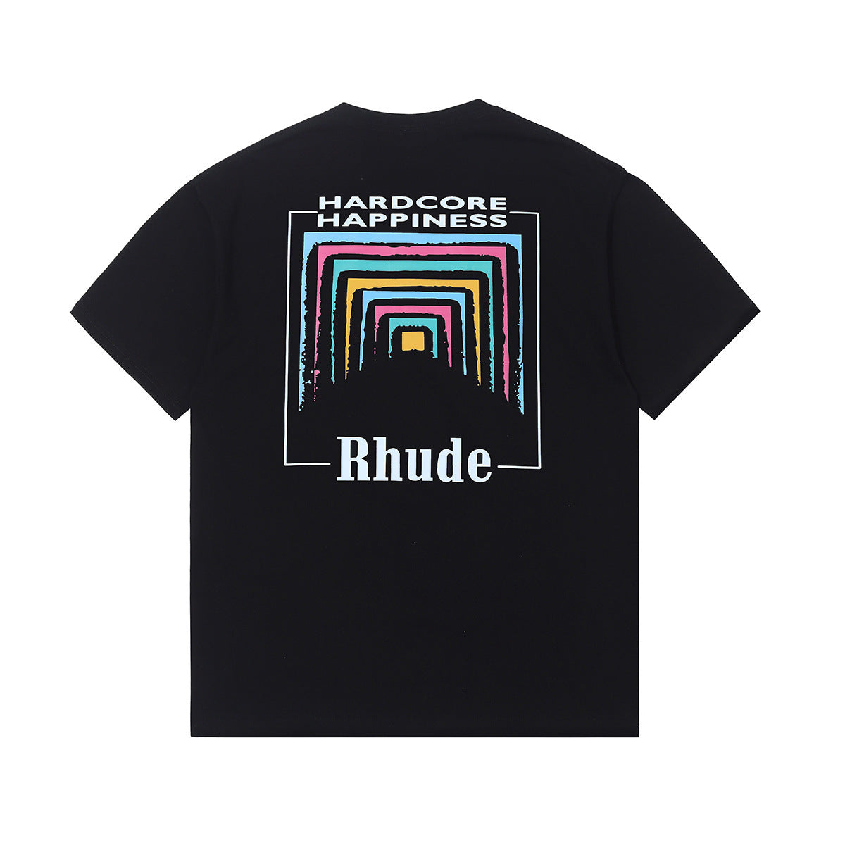 Rhude T Shirt Rainbow Square Circle Printed Short Sleeve T-Shirt