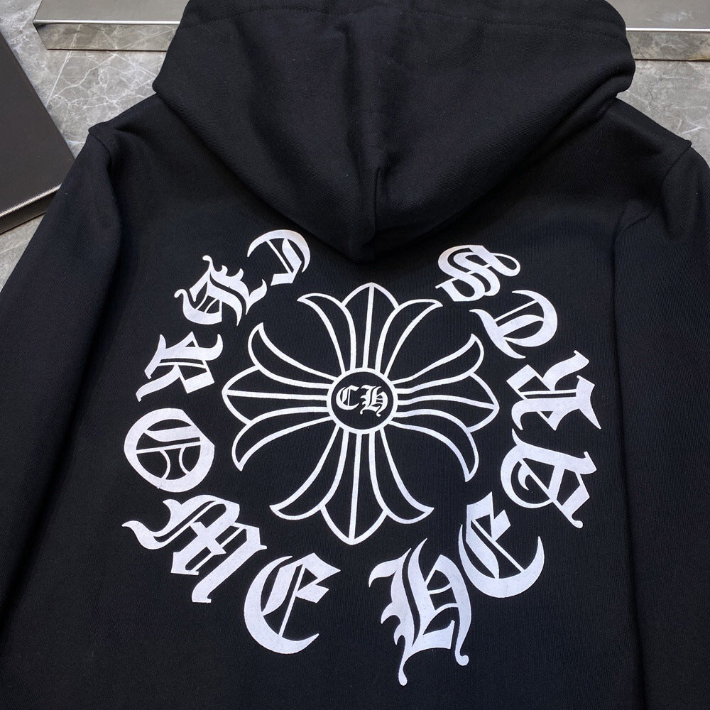 Chh Chrome Hearts Hoodie Cross Red Character Embroidered Casual Hooded Sweater