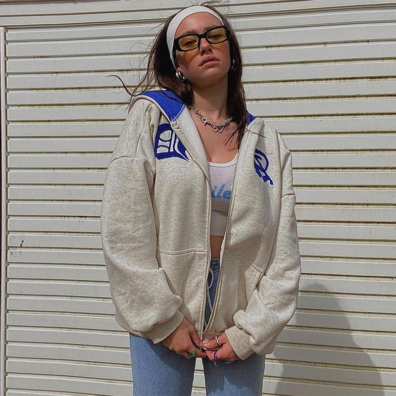 Vintage Y2g Shirts Autumn and Winter Women's Printed Hoodie Jacket