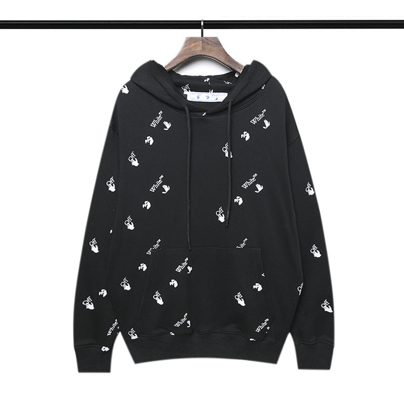off White Hoodie Autumn and Winter Printed Hooded Loose Long Sleeves Sweater