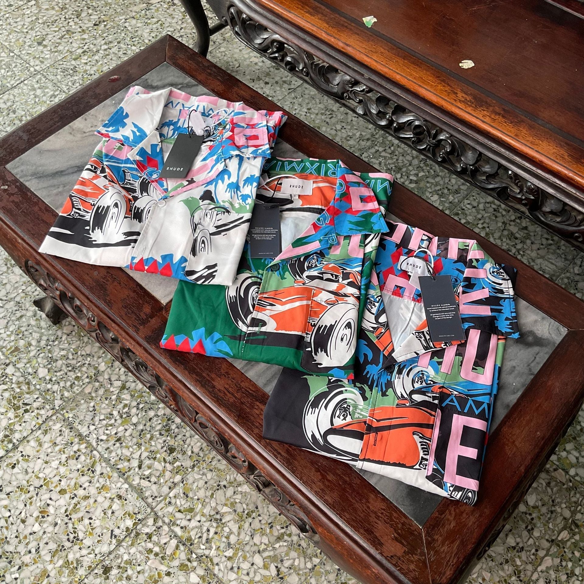 Rhude T Shirt Racing Letter Logo Casual Short Sleeve Shirt, Shorts