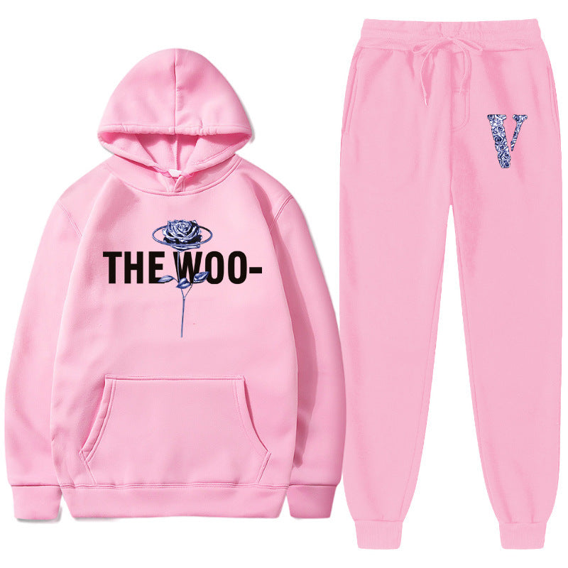 Vlone Hoodie & Pants 2 Piece Printed Men'S And Women'S Loose Hooded Sweater