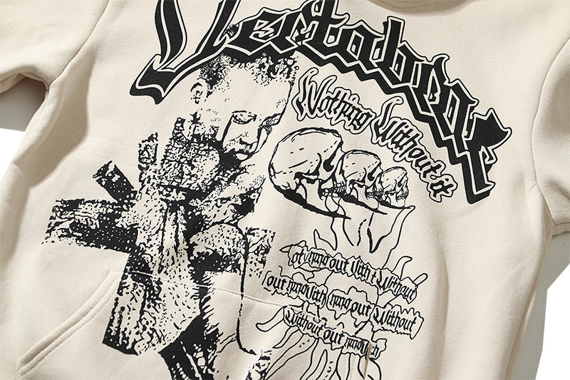Kanye West Sunday Service Hoodie Vertabrae Cross Roads Hoodie Skull Hooded Sweater