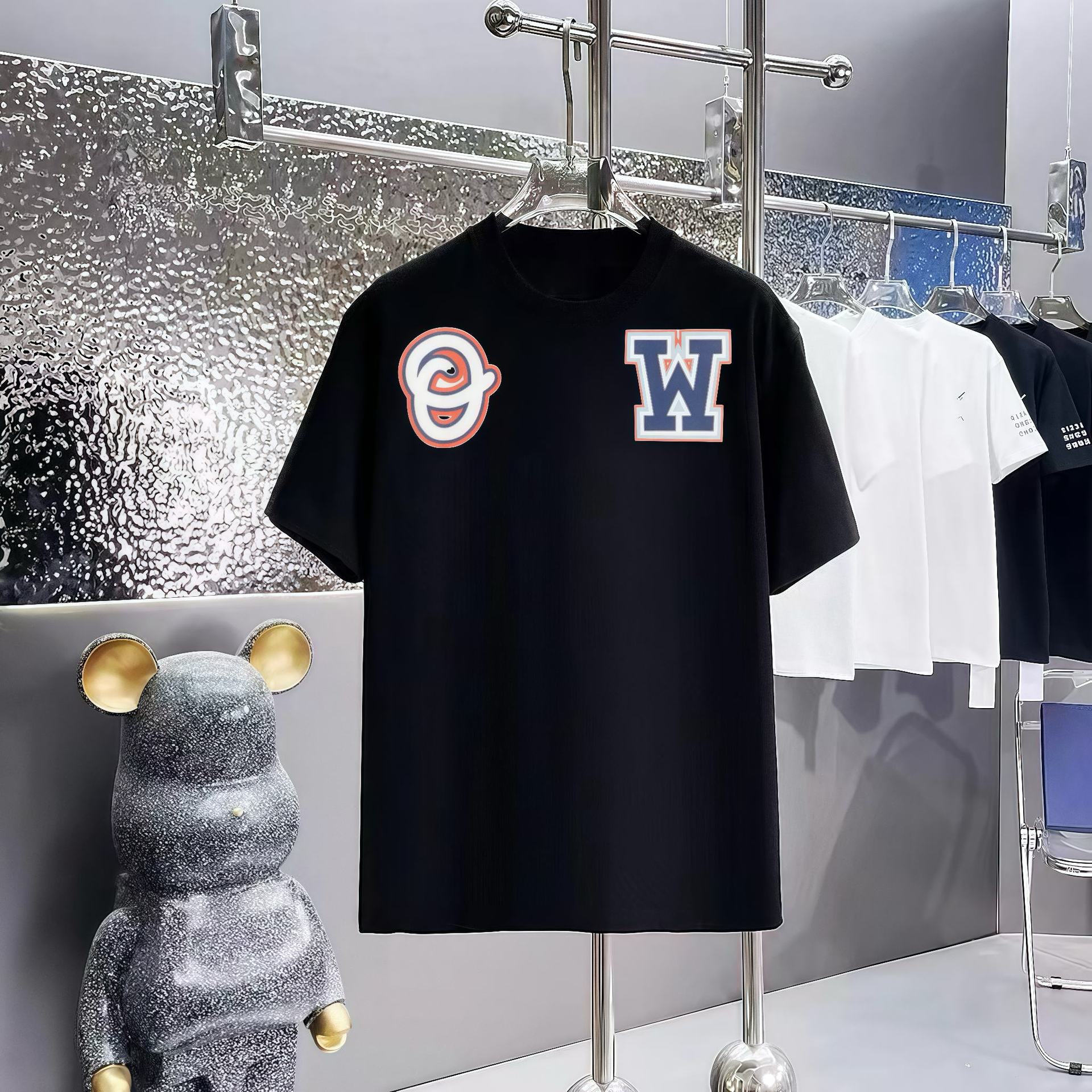 Off White T Shirts OW Magic Old Man Pattern Crew Neck Pullover Short Sleeves