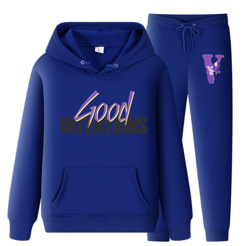 Vlone Hoodie & Pants 2 Piece Set Hooded Sweater Men And Women Loose