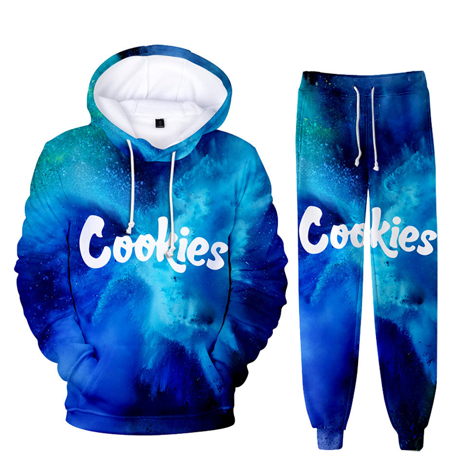 Cookies Hoodie Digital Color Printing Hooded Ankle Banded Pants Set