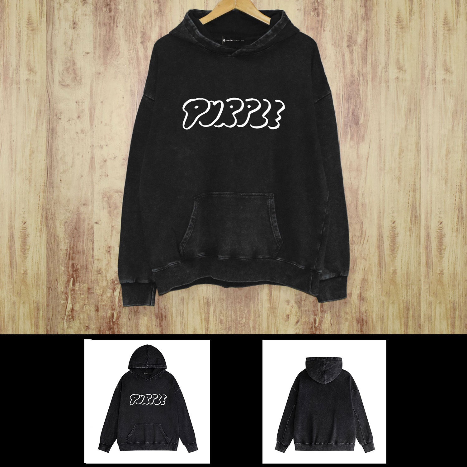 Purple Brand Distressed Hoodie Fashion Old Loose Hooded Sweater